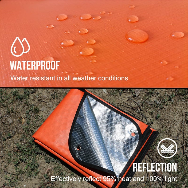 LYN Thickening Complex:LYN Multilayer Heavy Duty Solar Emergency Survival Blanket-Orange,Reflective Mylar Waterproof Windproof Thermal,for Rescue,Car Camping,Hiking,Bushcraft,Snow&Pet Full - Image 4